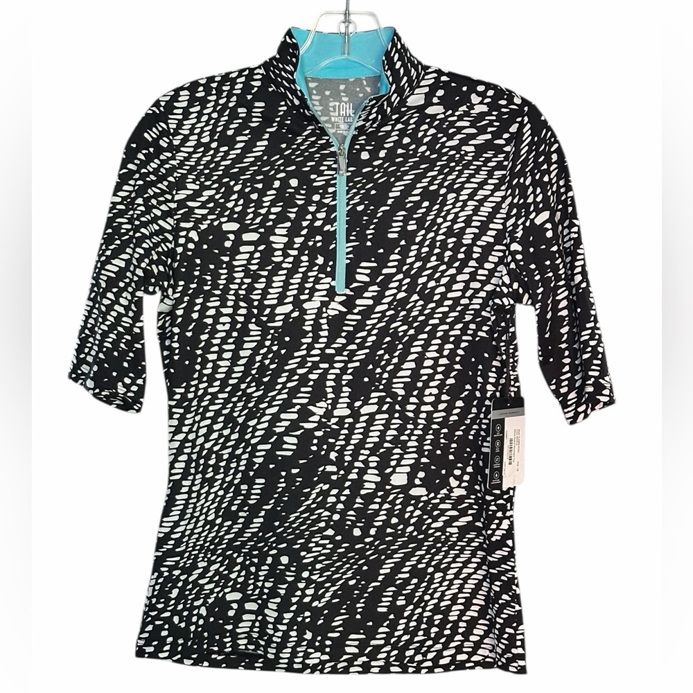 Tail White Label Black & White Patterned Quarter-Zip Golf Shirt Woman’s XS NWT